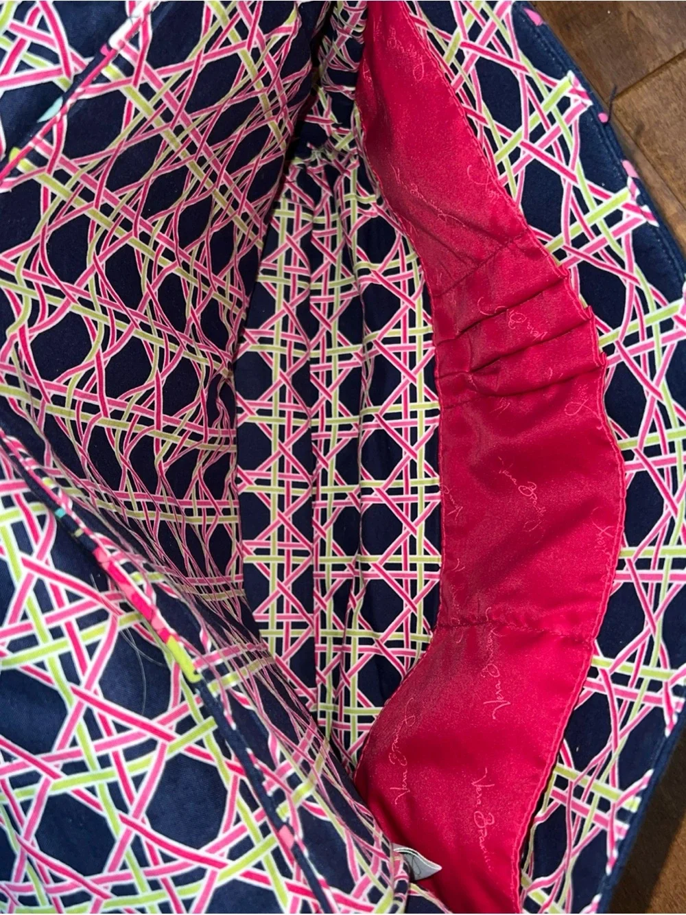 Vera Bradley Navy Floral Quilted Crossbody Bag with Pink & Green Accents